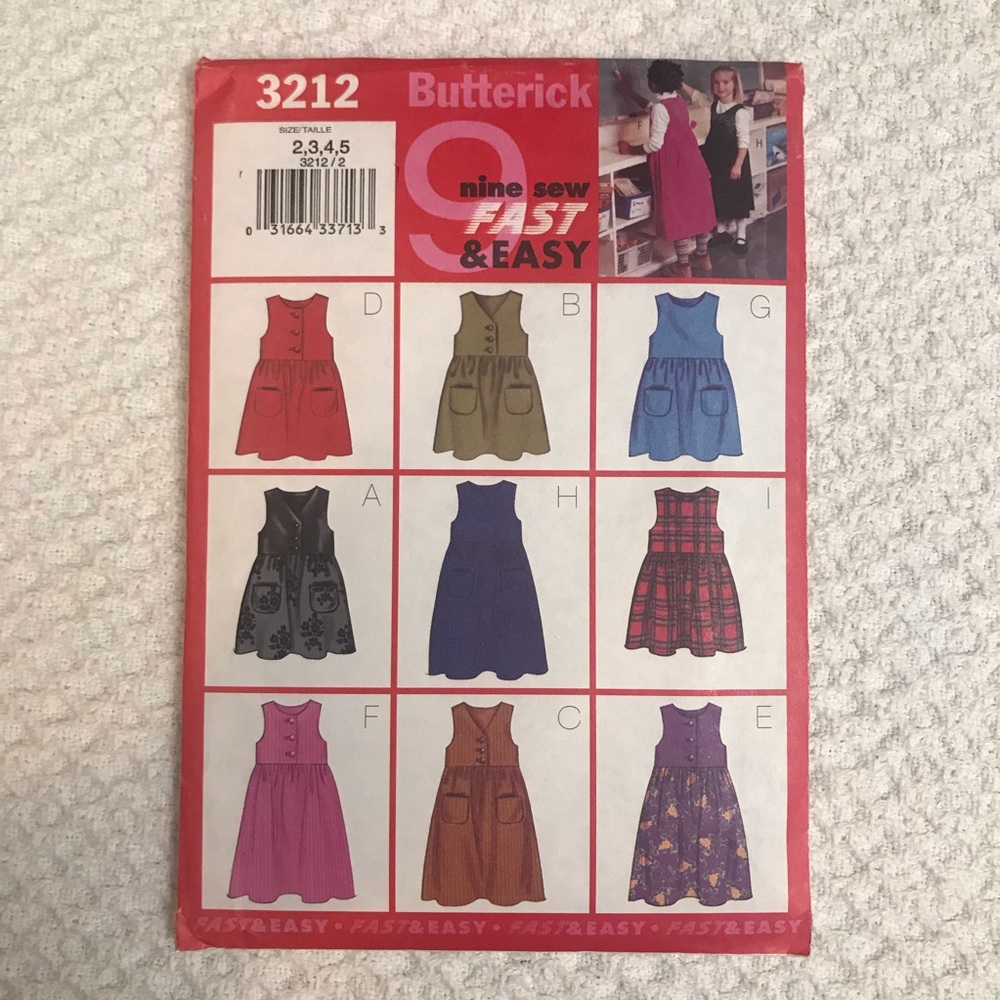 Butterick Sewing Pattern Girls Jumper 3212